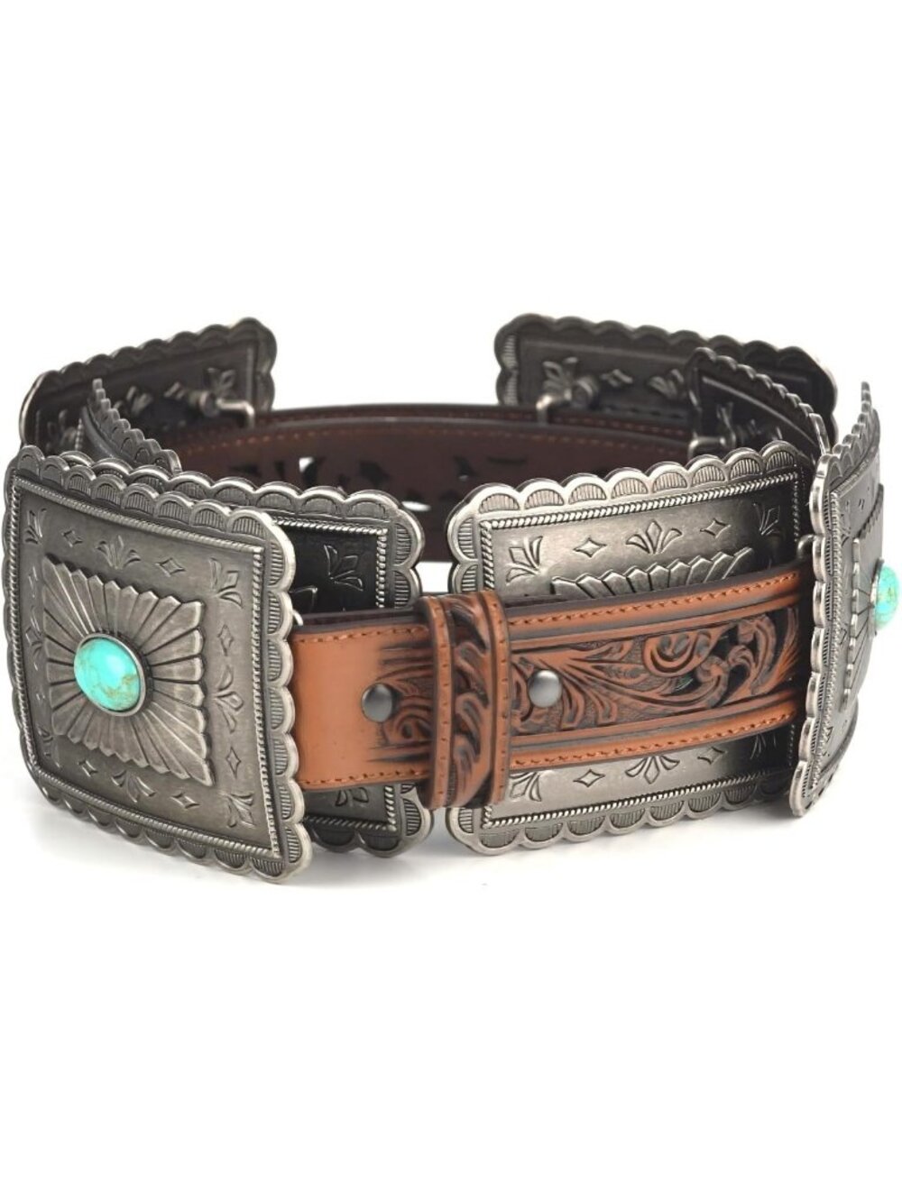 Turquoise Concho Western Belt for Women - Stylish Cowgirl Accessory, Perfect Fit - Picture 6 of 6